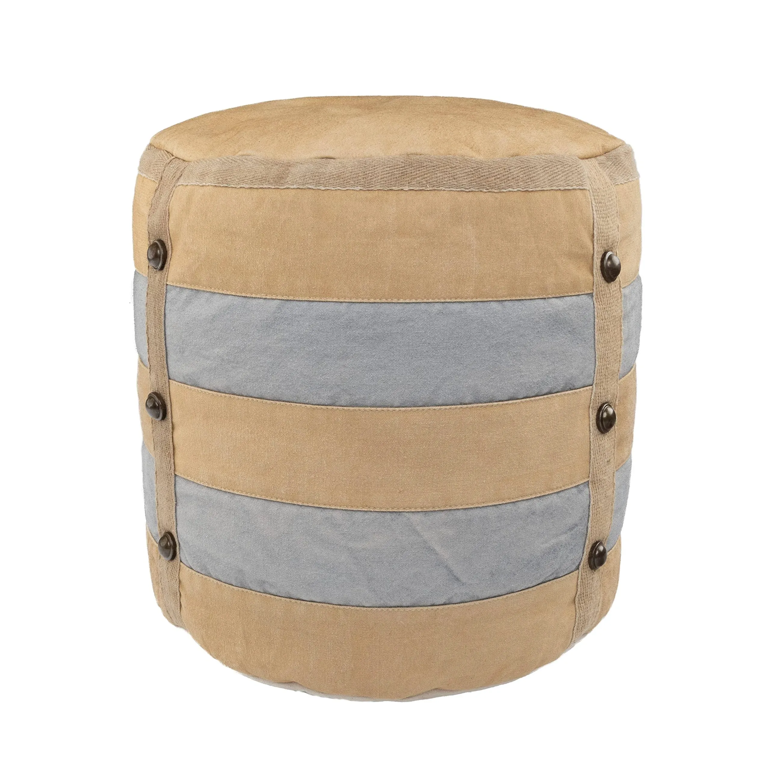 Rustic Farmhouse Striped Pouf - Contemporary - Floor Pillows And Poufs - by LR Home | Houzz