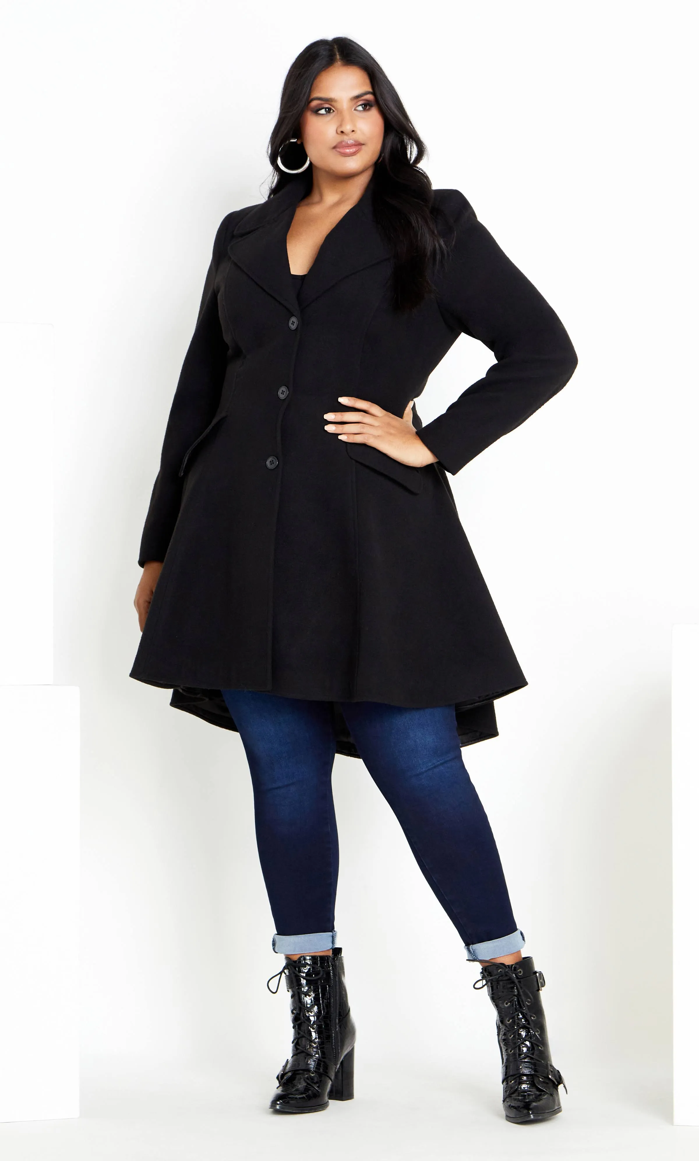 Plus Size Coat Olivia in Black, Size 12 | City Chic