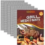 LOOCH BBQ Mesh Grill Mat Set of 5 - Heavy Duty Nonstick Mesh Grilling Mats & Barbecue Accessories - Reusable and Easy to Clean - Works on Gas, Charcoal, Electric Grill and More - 15.75 x 13 Inch