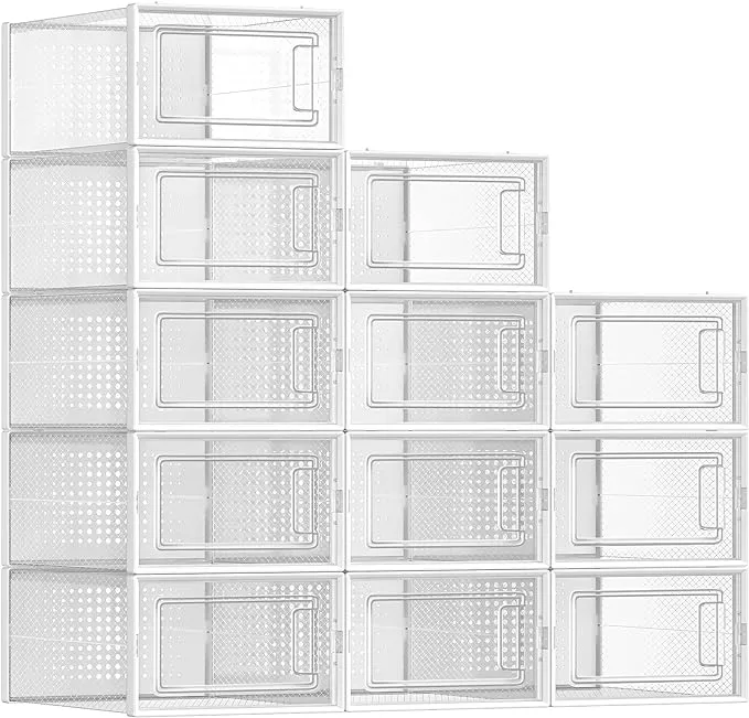 SONGMICS Shoe Boxes, Pack of 12 Shoe Storage Organizers