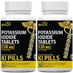 Potassium Iodide Tablets 130 mg (2 Pack) - (120 Tablets) EXP 10/2032 - Ki Pills Potassium Iodine Tablets - Potassium Iodine Pills Yoduro de Potasio