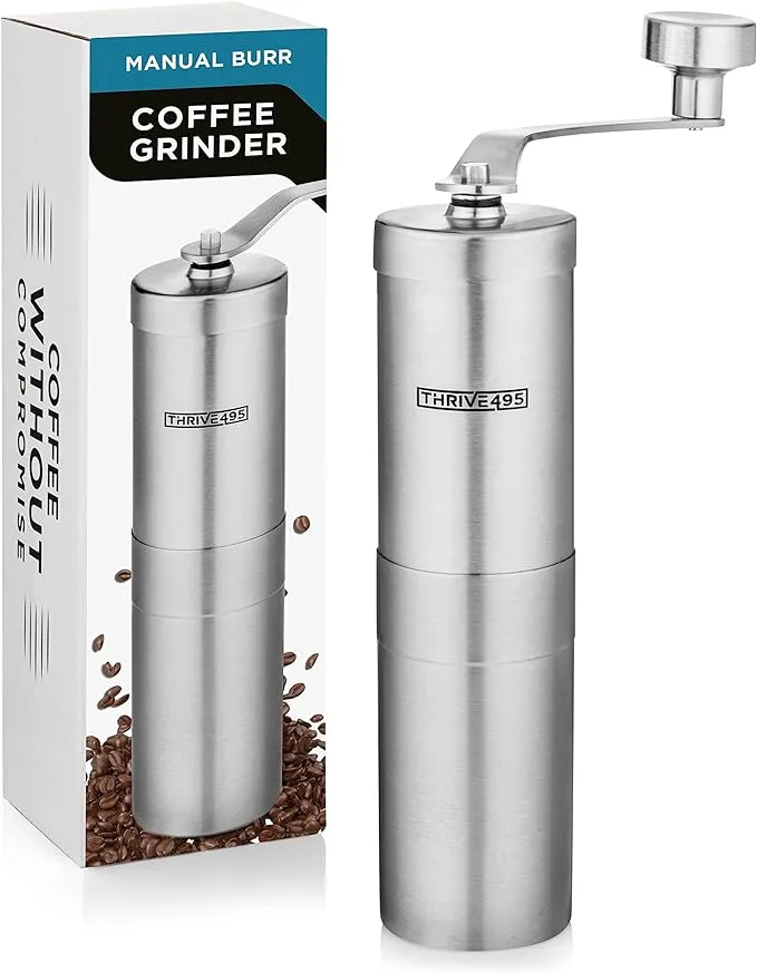 Manual Coffee Grinder With Adjustable Settings - Durable Stainless Steel Burr Coffee Grinder - Espresso Grinder For Best Taste - Portable Conical Burr Coffee Bean Grinder