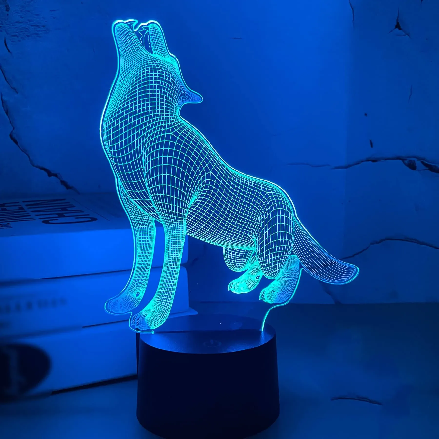 FULLOSUN Wolf Gift 3D Light, Optical Illusion Bedside Night Lamp, 16 Color ...