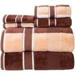 Lavish Home 100% Cotton Oakville Velour 6 Piece Towel Set - Chocolate