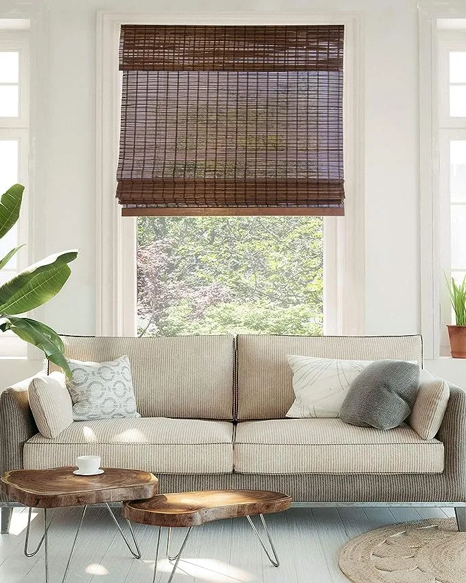 Chicology Cordless Bamboo Roman Shades, Size: 31 inch x 64 inch, Brown