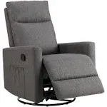 Sweetcrispy Swivel Rocking, Glider Rocker Recliner, Nursery Chair with Extra Large Footrest for Living Room, High Back, Upholstered Seat (deep Gray)