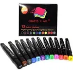 Crafts 4 All Fabric Markers Pens Permanent 12 Pack Dual Tip Minimal Bleed Rich Paint Color Pigment Fine Graffiti Fabric Pens,