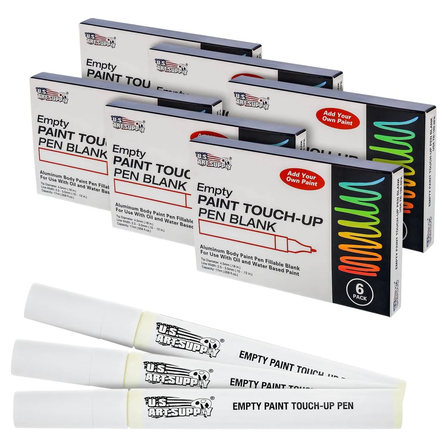 36 Empty Fillable Blank Paint Touch Up Pen Markers, Fill Acrylic, Oil Base, Auto