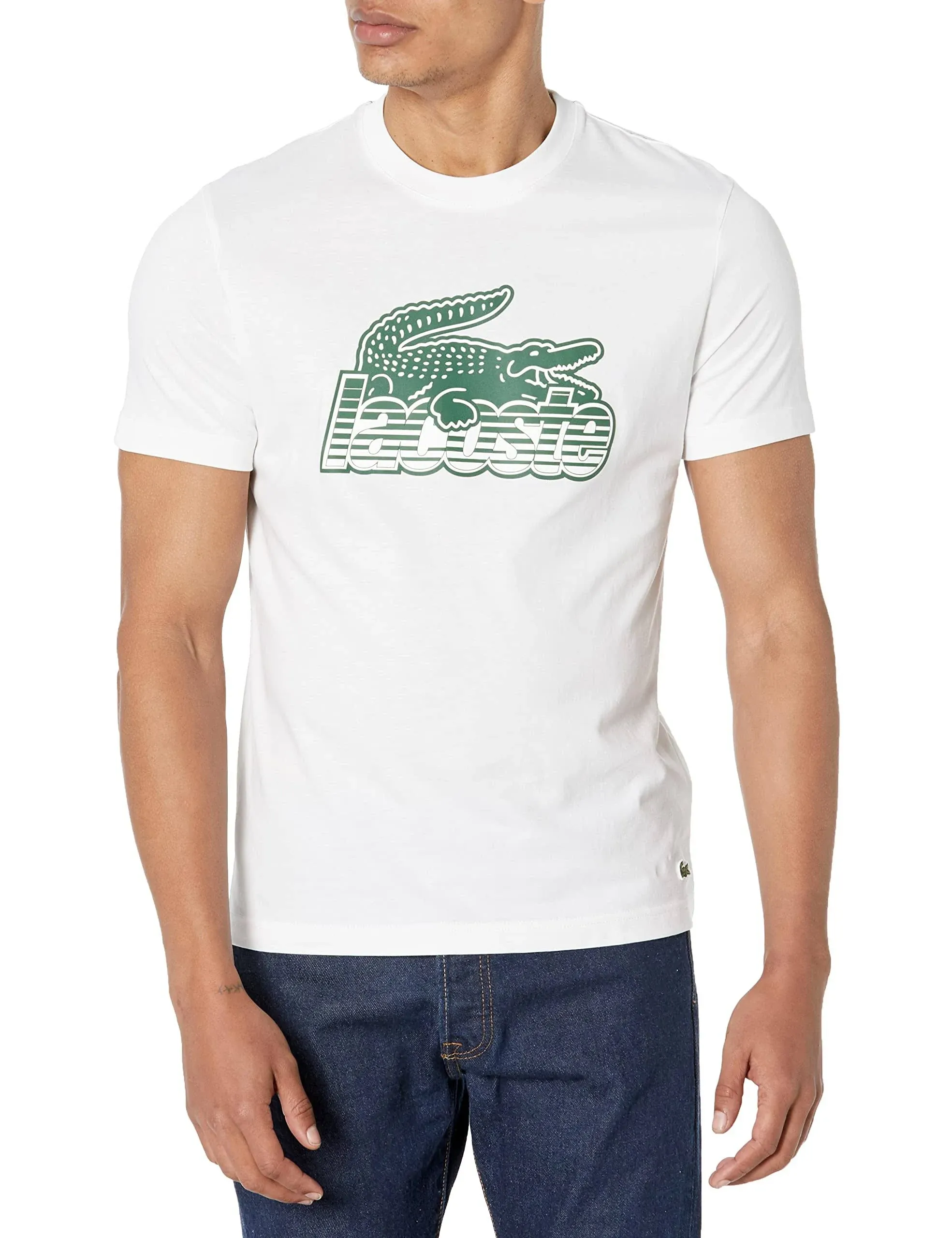 Lacoste - Cotton Jersey Print T-Shirt - White L