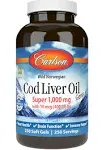 Carlson Cod Liver Oil Gems Super 1000 mg - 250 Softgels