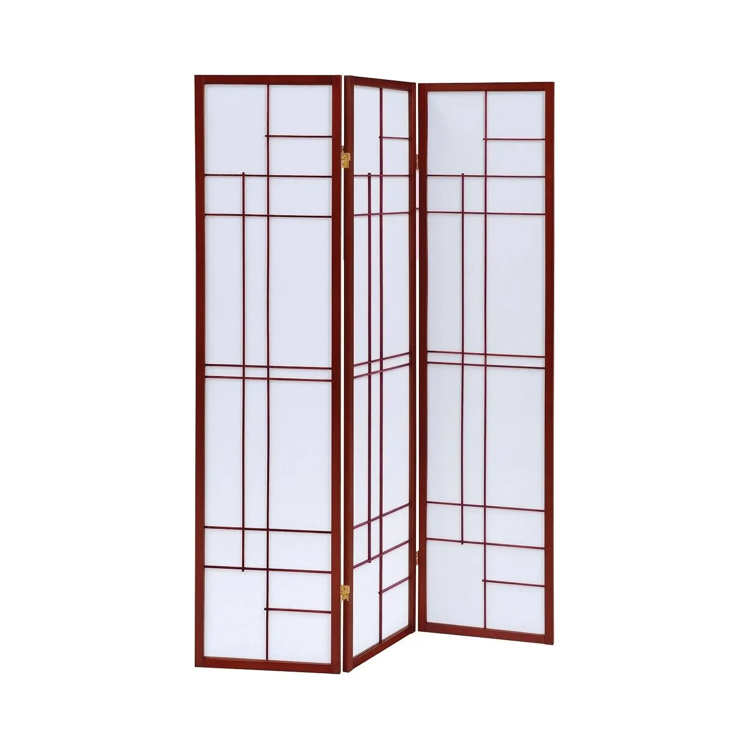 3 Panel Folding Floor Screen, White and Cherry - Craftsman - Screens And Room Dividers - by Simple Relax | Houzz