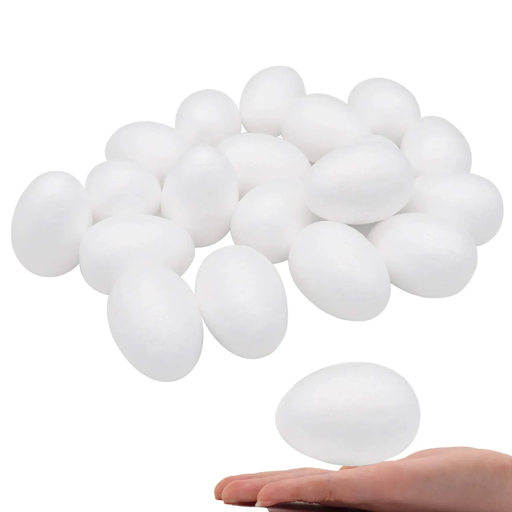 Crafare 40pc 2.75 inch White Craft Styrofoam Eggs Smooth for Easter Christmas Halloween Holiday Crafts Making Handmade DIY Painting School Projects