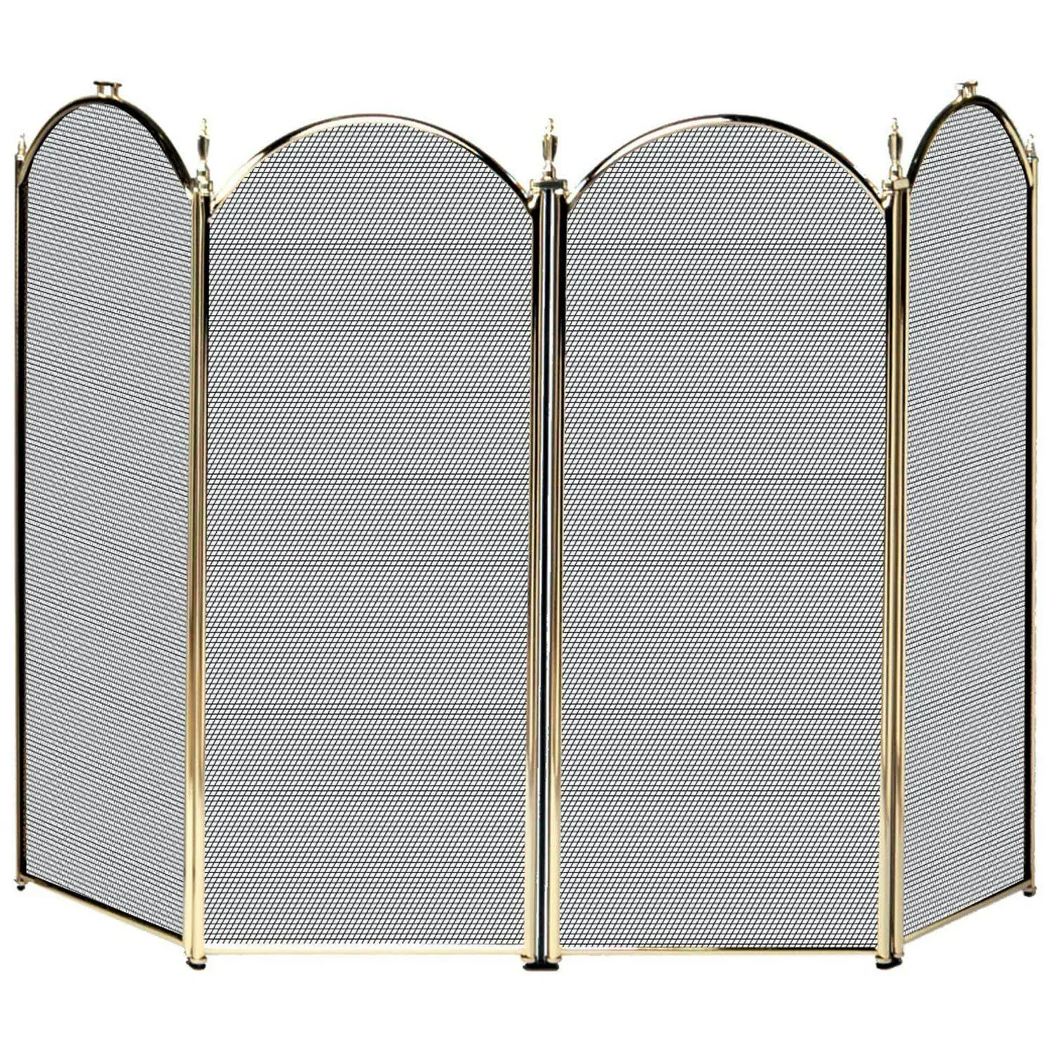 Vintage American Brass Fireplace 4-Panel Folding Fireplace Screen