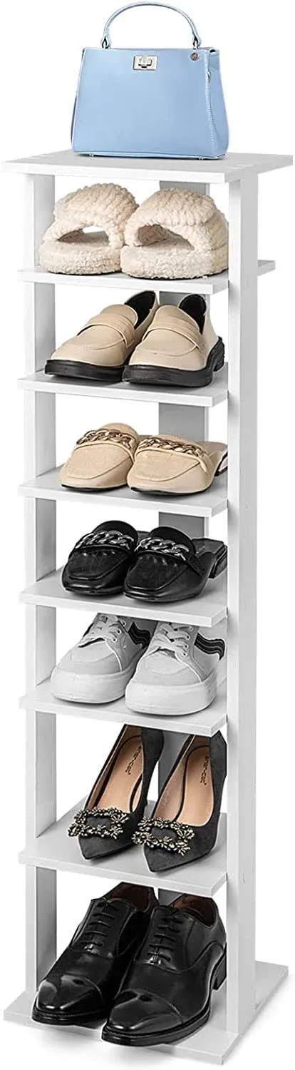 Giantex 7-Tier Vertical Shoe Rack, Corner Shoe Storage Organizer for 7 Pairs ...