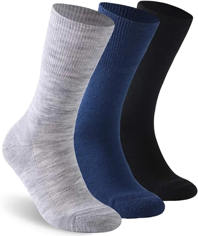 Facool Diabetic Socks for Men Women Merino Wool Non-Binding Top Crew Socks with Cushion Sole