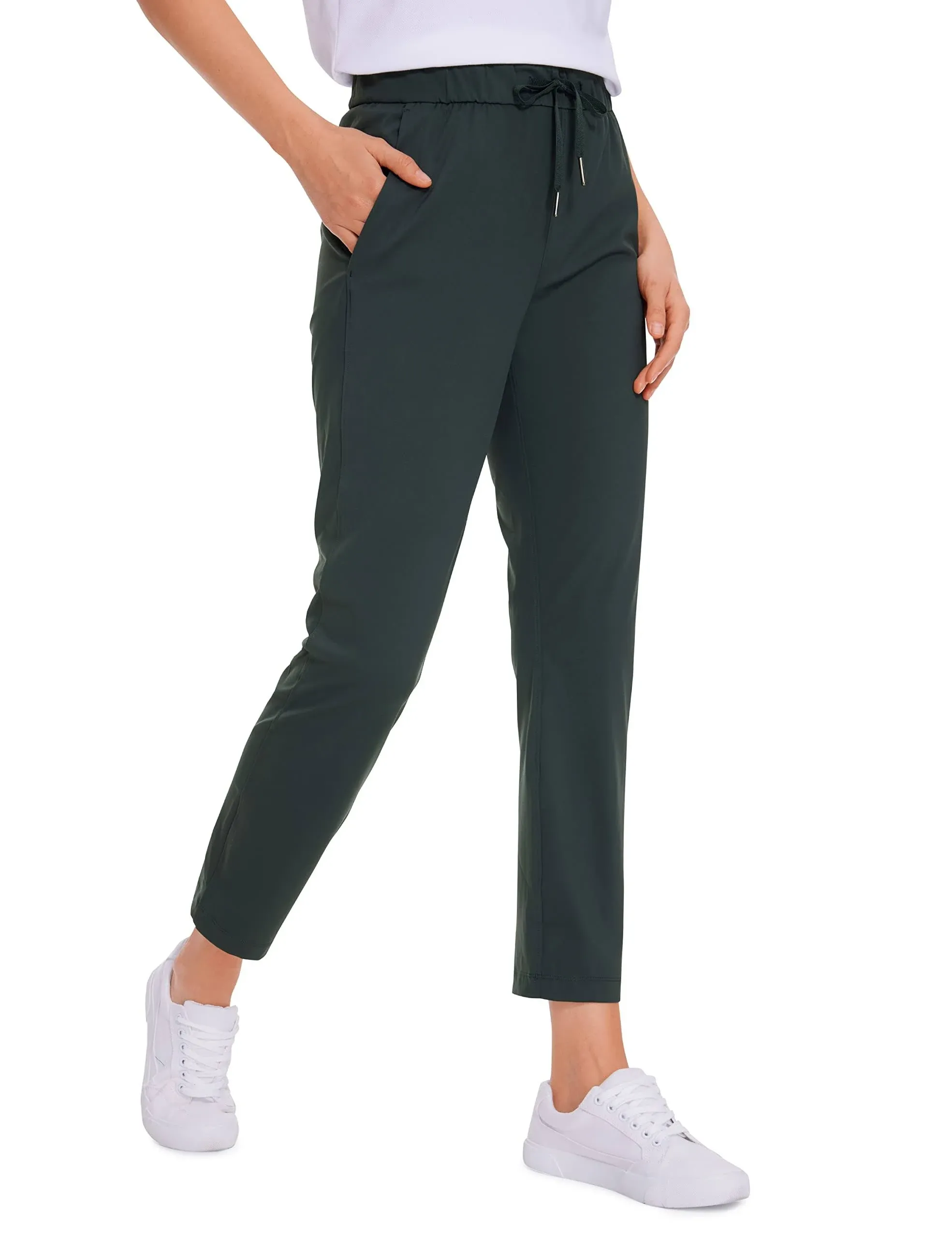 CRZ Yoga Women's Stretch Lounge Sweatpants Travel Ankle Drawstring 7/8 Athletic ...