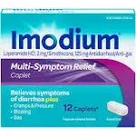 Imodium Multi-Symptom Caplets for Diarrhea Relief with Gas, Bloating & Cramps, 18 ct.