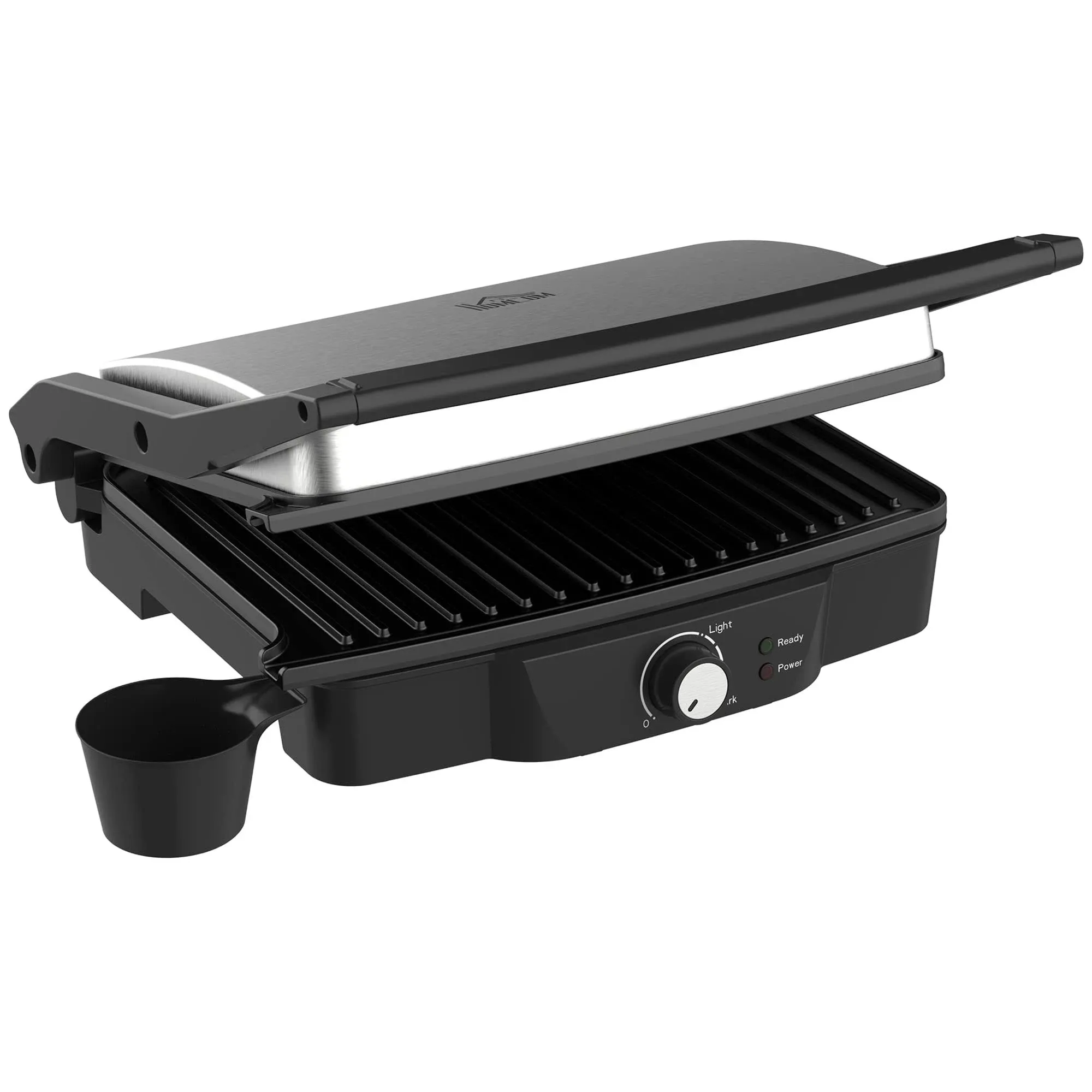 4 Slice Panini Press Grill, Stainless Steel Sandwich Maker with Non-Stick Dou...