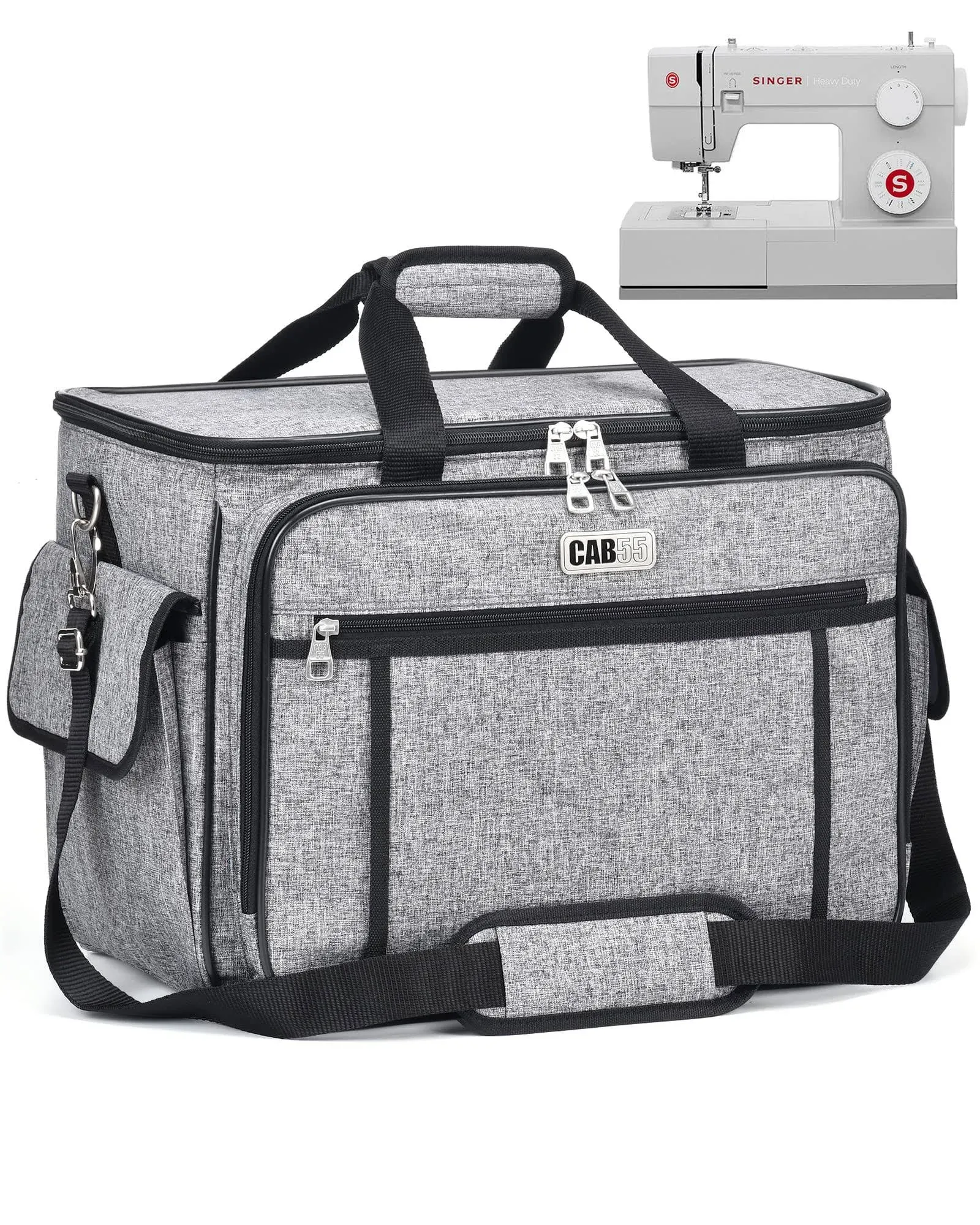 CAB55 Sewing Machine Case, Sewing Machine Carrying Bag with Removable Padding Pad, Tote Bag for Sewing Machine and Extra Sewing Accessories