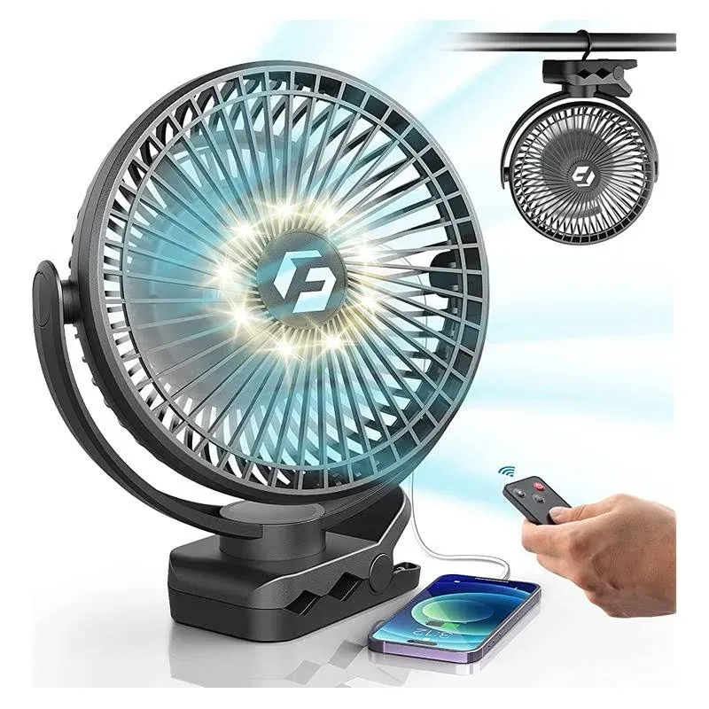 8inch Clip On Fan 12000mah Portable Fan Battery Rechargeable With 3 Speeds And S