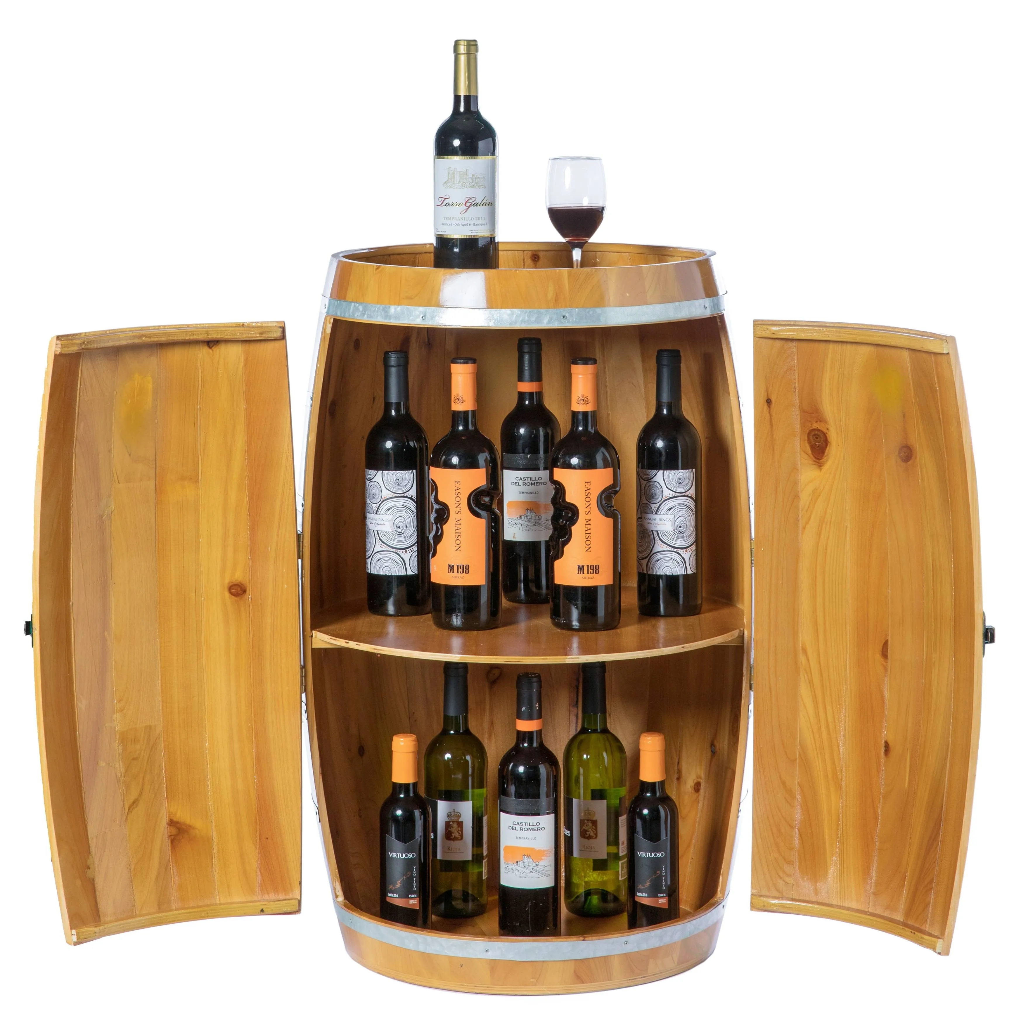 Vintiquewise Wooden Wine Barrel Shaped Wine Holder