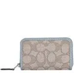 Coach Women&#039;s Box Program Signature Jacquard Small Zip Around Card Case Stone...