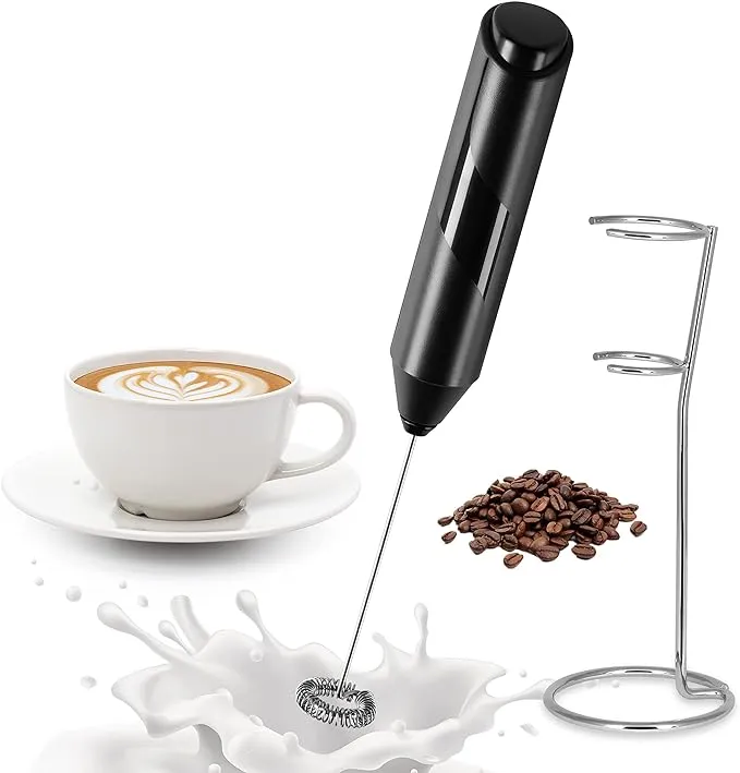 YSSOA 2 Pack Electric Milk Frother Handheld with Stainless Steel Stand Battery