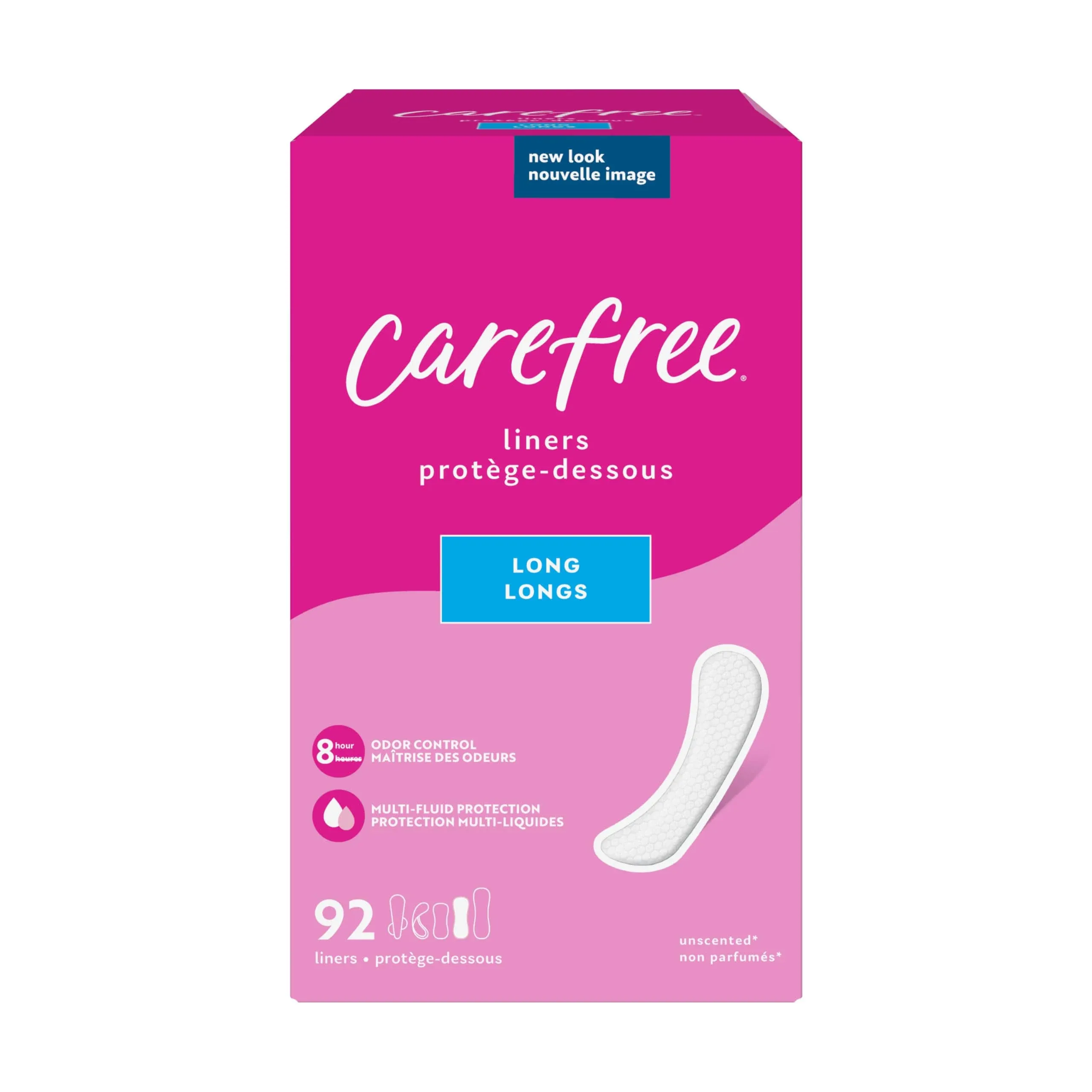 Carefree Acti-Fresh Liners, Body Shape, Long, Unscented - 92 liners