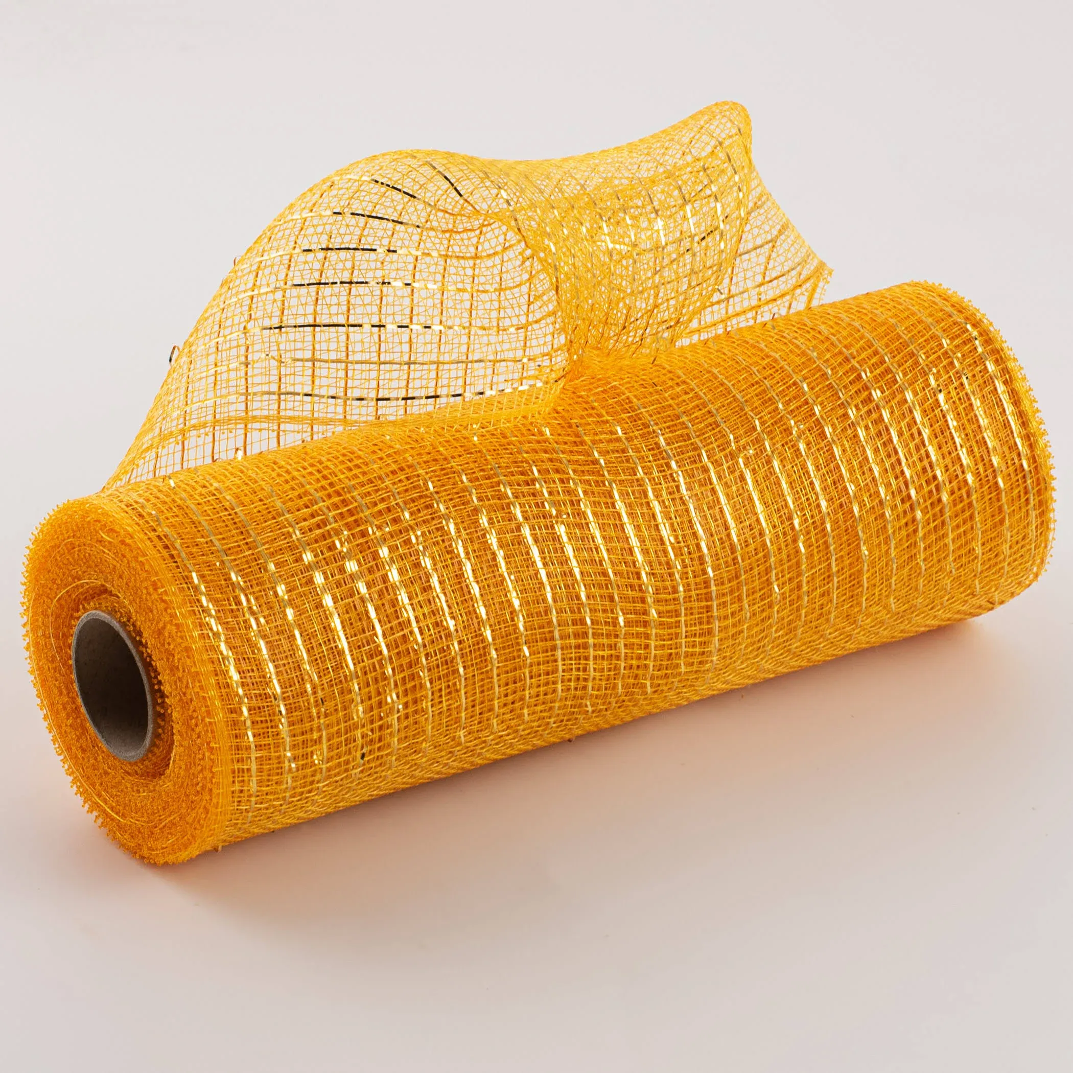 10 inch x 30 feet Deco Poly Mesh Ribbon - Metallic Yellow Gold: RE130153