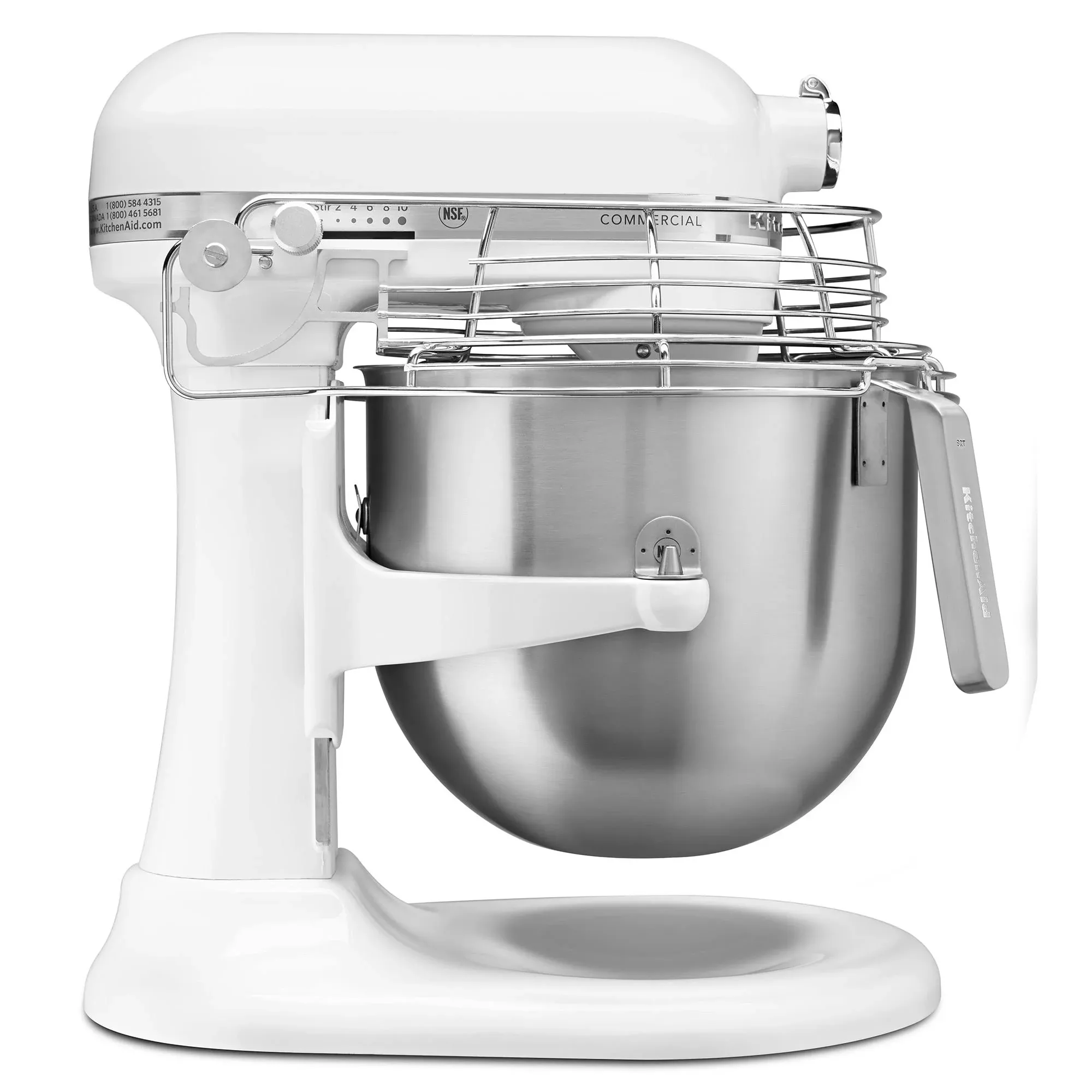 KitchenAid KSMC895WH 8-qt Commercial Bowl-Lift Stand Mixer with Bowl Guard White