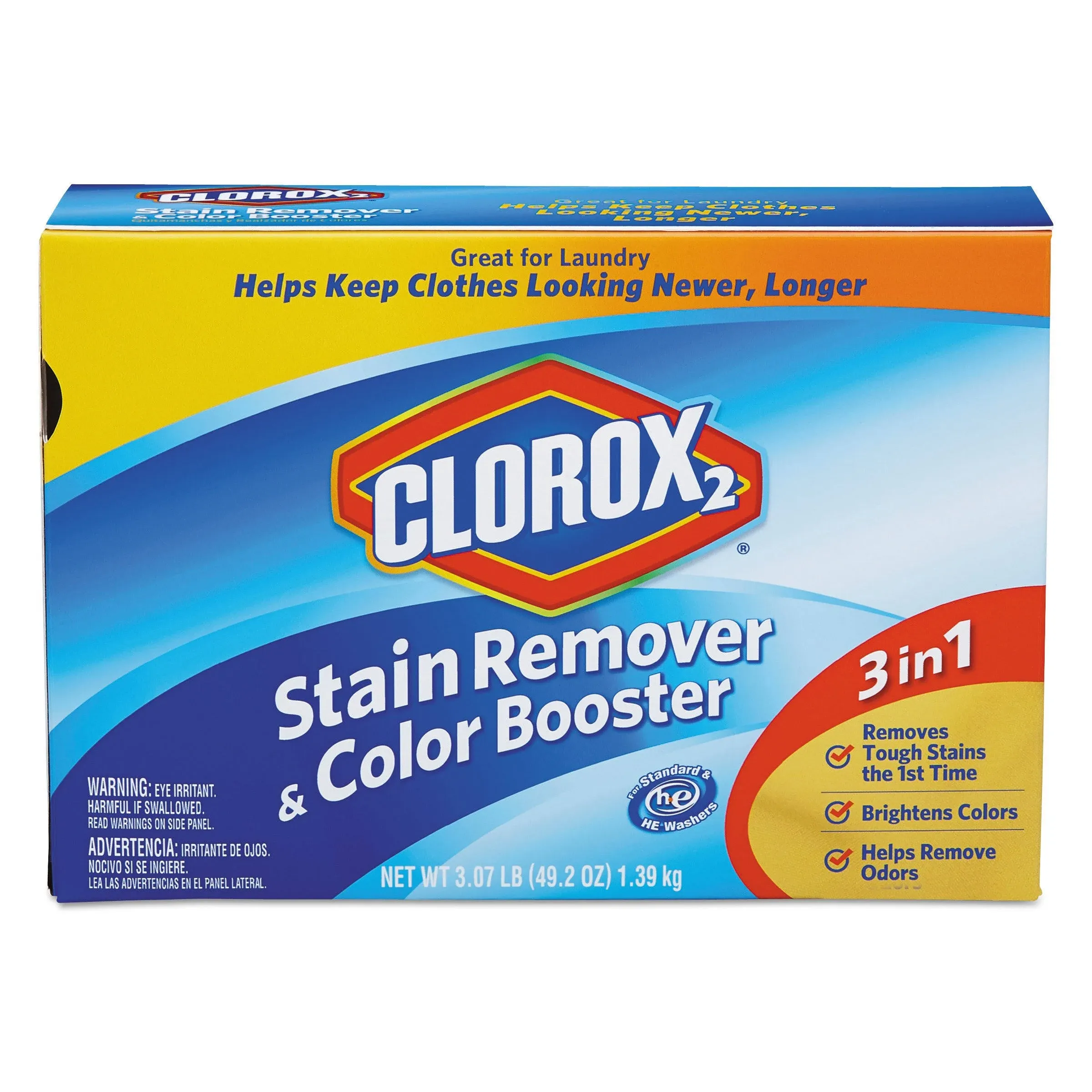 Clorox 2 Stain Remover and Color Booster Powder, Original, 49.2 oz Box, 4/Carton