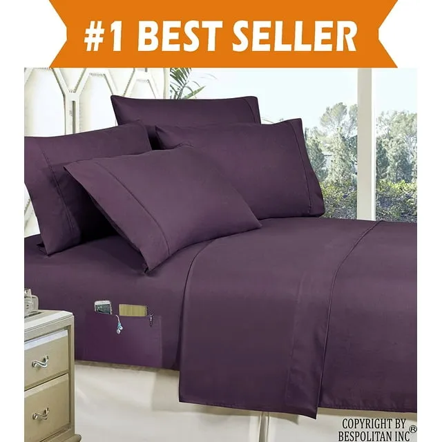 Elegant Comfort 4-Piece Smart Sheet Set! Soft 1500 Series Wrinkle and Fade Resistant with Side Storage Pockets on Fitted Sheet