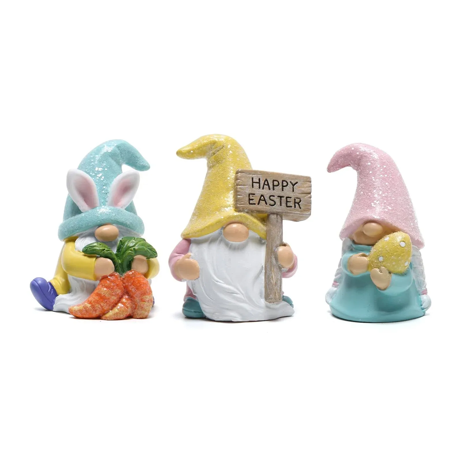 Hodao Set of 3 Easter Gnomes Decor Resin Easter Bunny Gnomes Decoration Handmade