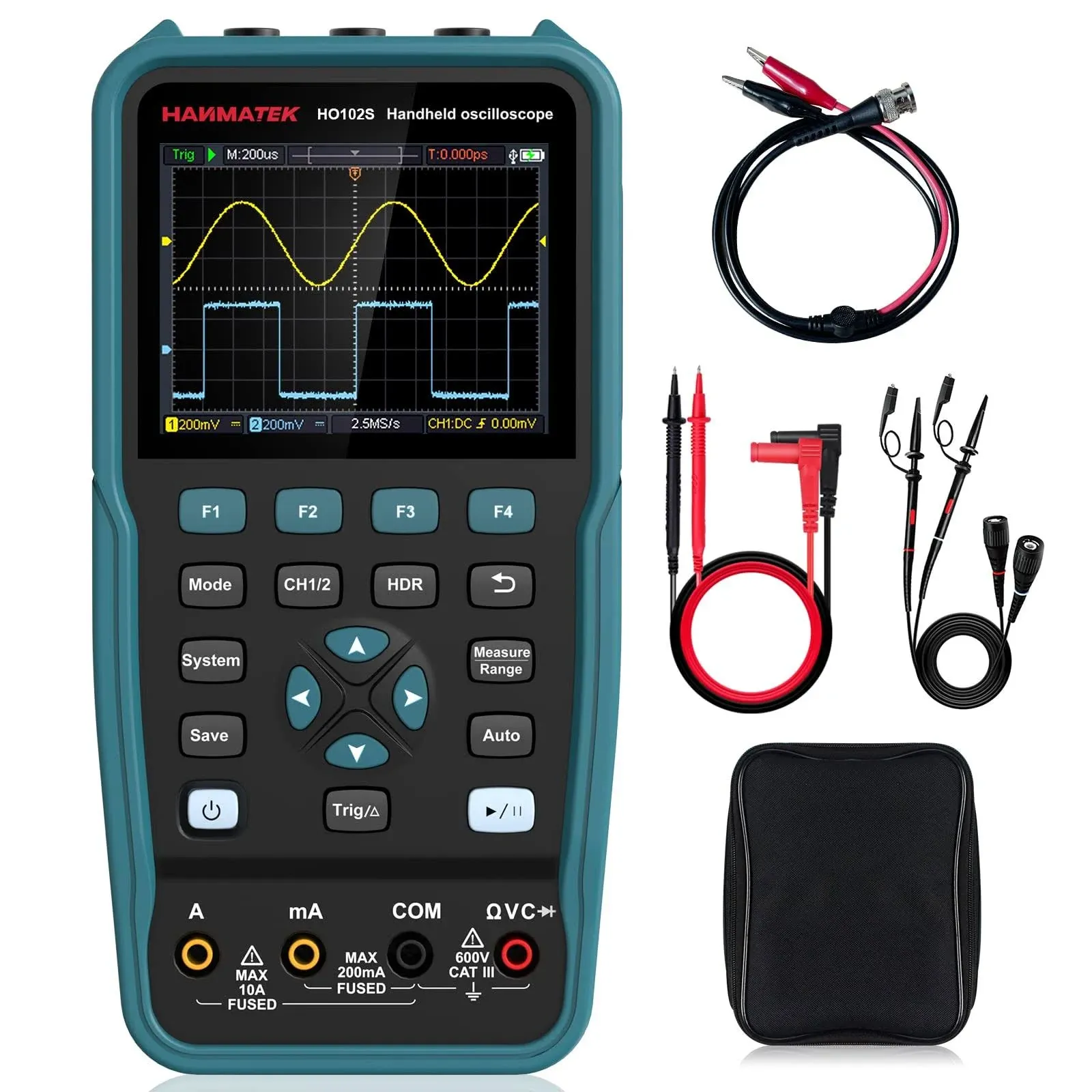 HANMATEK 3 In 1 Handheld Oscilloscope Multimeter 100Mhz Waveform Generator ...