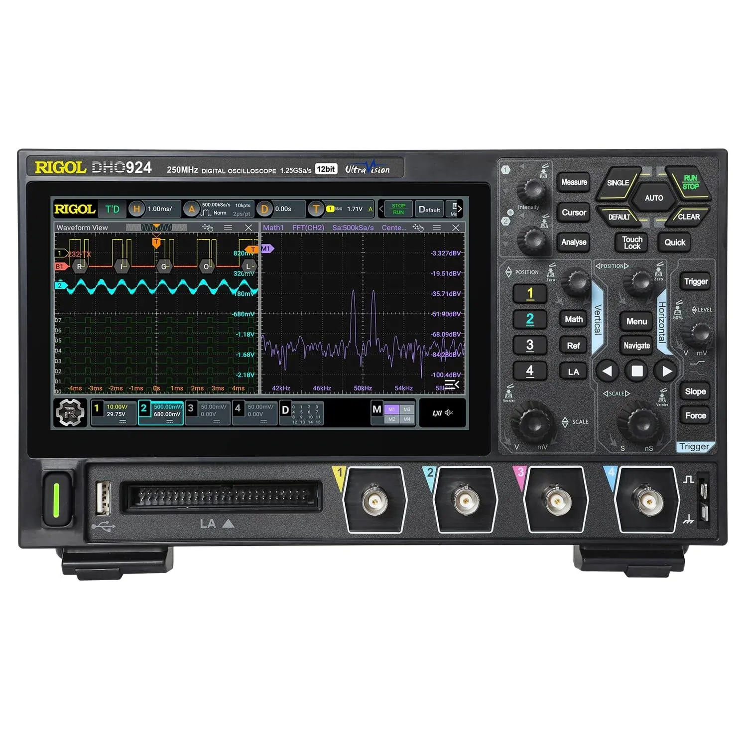 Rigol DHO924 250MHz BW, 12-Bit, 4 Channel High-Definition Oscilloscope