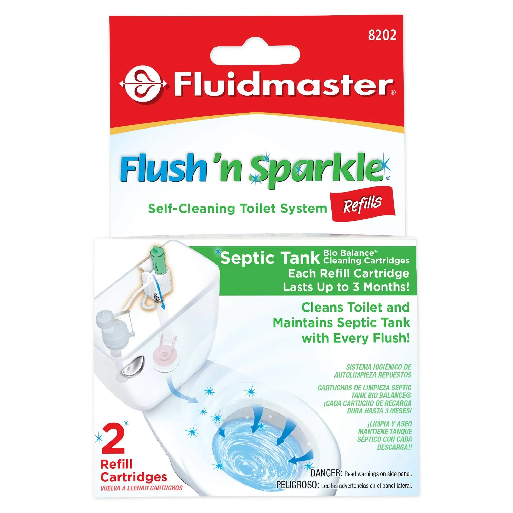 Fluidmaster 8202p8 Flush 'N Sparkle Septic Tank Care Toilet Cartridge