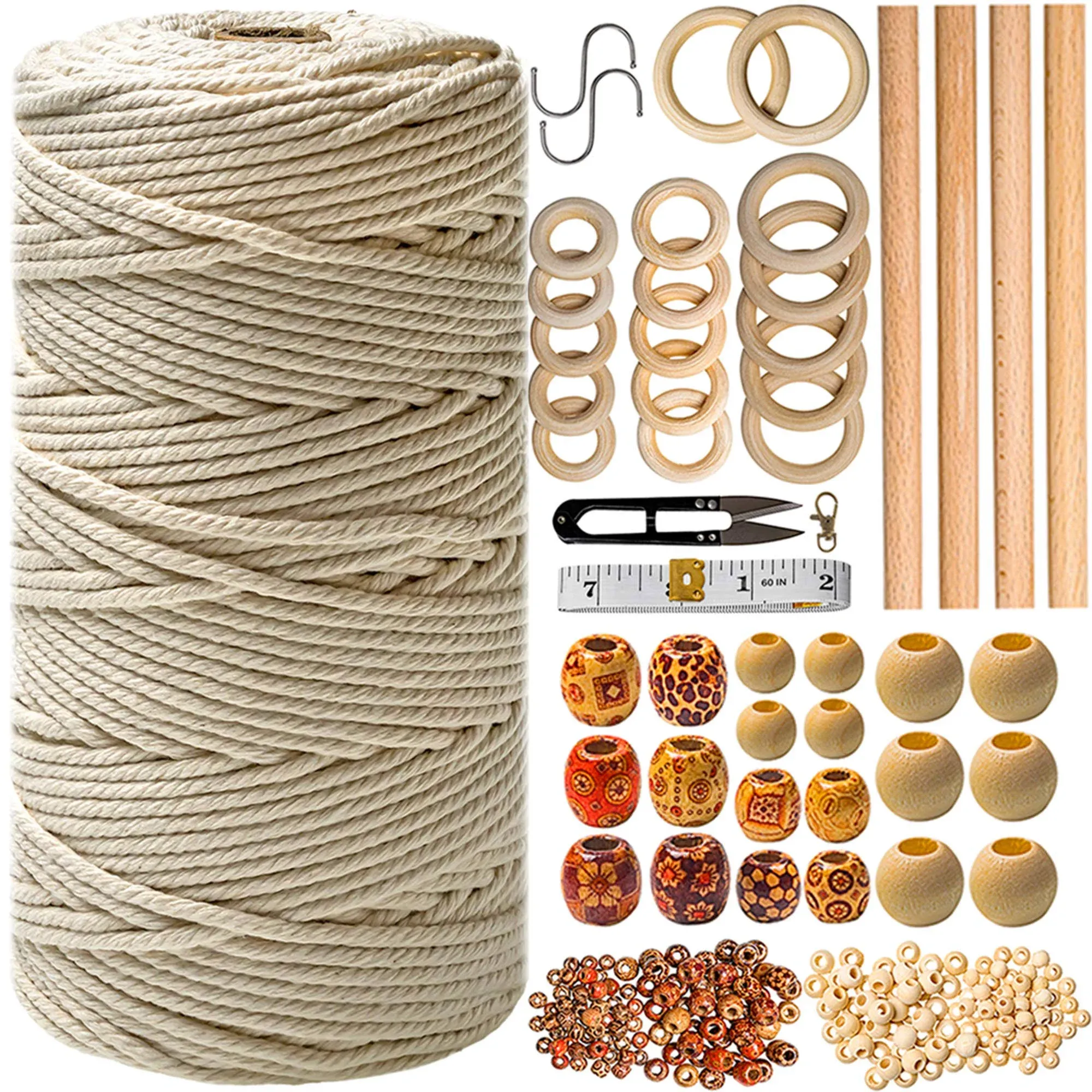 Macrame Kit - 227pc Macrame Wall Hanging Kit. Macrame Plant Hanger Kit 