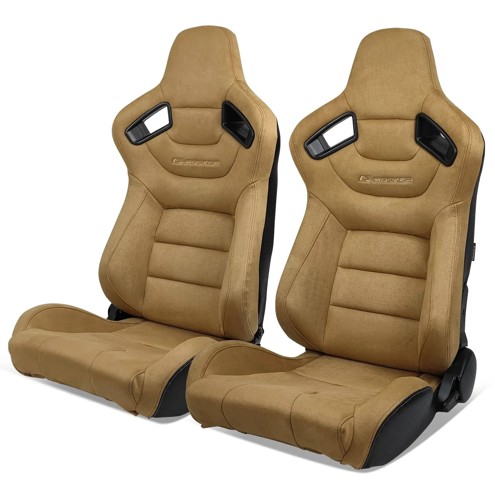 IKON MOTORSPORTS, Universal Racing Seats with Dual Sliders, PU & Carbon Leather Reclinable Right Passenger Side