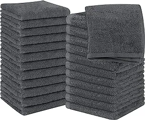 Utopia Towels Cotton Washcloths Set - 100% Ring Spun Cotton, Premium Quality Flannel Face Cloths, Highly Absorbent and Soft Feel Fingertip Towels (24 Pack, White)