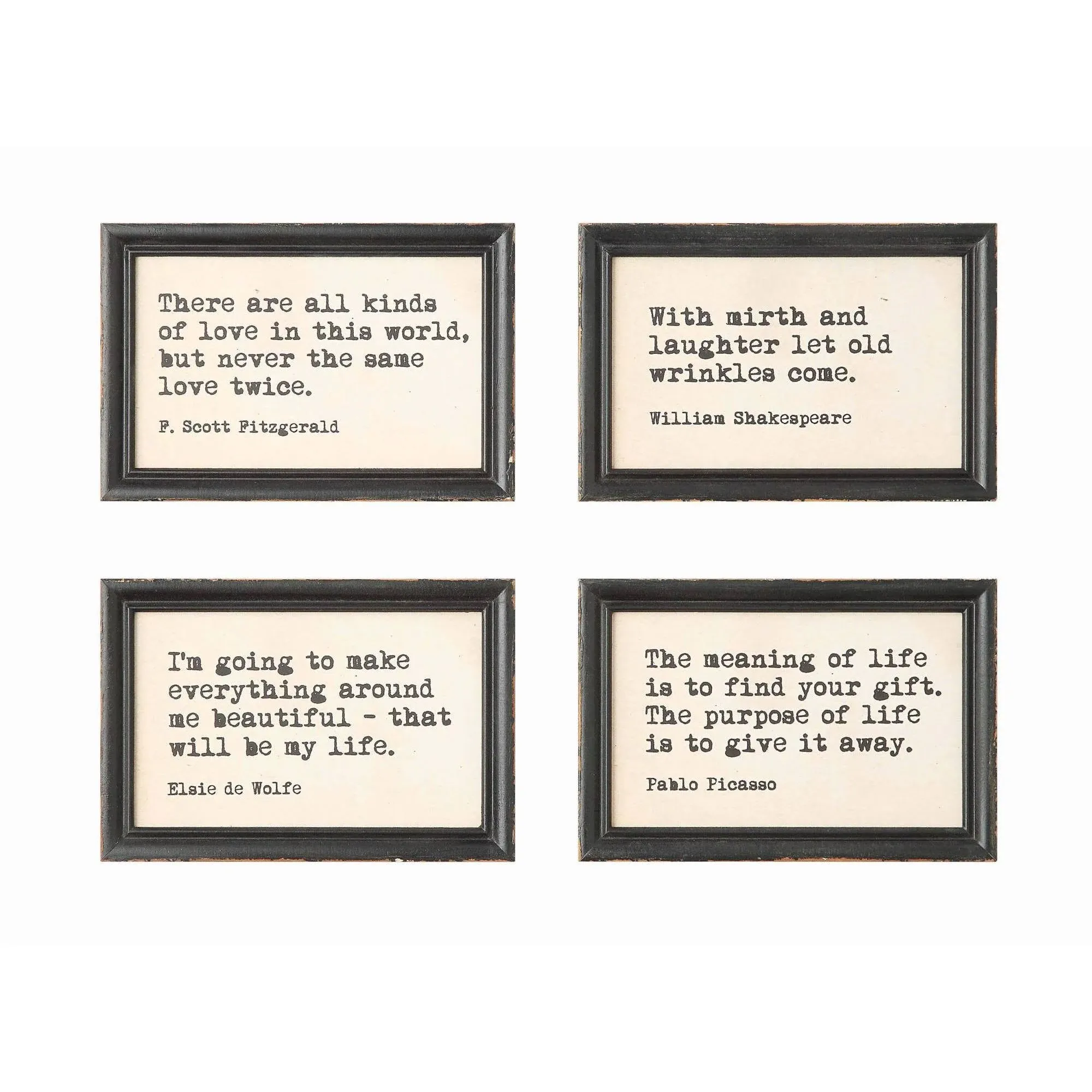 Creative Co-op Wood Framed Wall Décor with Quotes (Set of 4 Quotes)