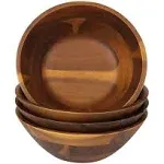 Wooden Bowls, Salad Bowl 7 Inch,Made With Natural Acacia Wood, Set of 4