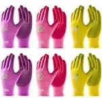 PACIFIC 6 Pairs Gardening Gloves for women, Rubber Coated Garden Gloves, Ladies Yard Work Gloves, Breathable, Purple & Yellow & Red, Medium