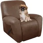 Recliner Chair Covers Leather Like, 4 Pieces Lazy Boy Recliner Cover, Furniture Protector - Washable Soft Sofa Slipcover for Pets Kids (Brown)