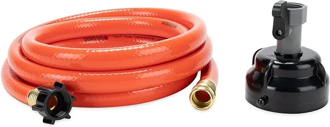 Camco RhinoFlex 10-Foot RV Clean out Hose with Rinser Cap - Black and Orange (22999)