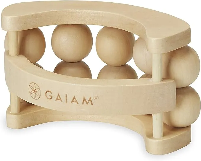 Gaiam Relax Massage Ball Roller - Handheld Wooden Total Body Massager for Back, Neck, Foot, Calf, Leg, Arm | Deep Tissue Massager Relief for Sore Muscles