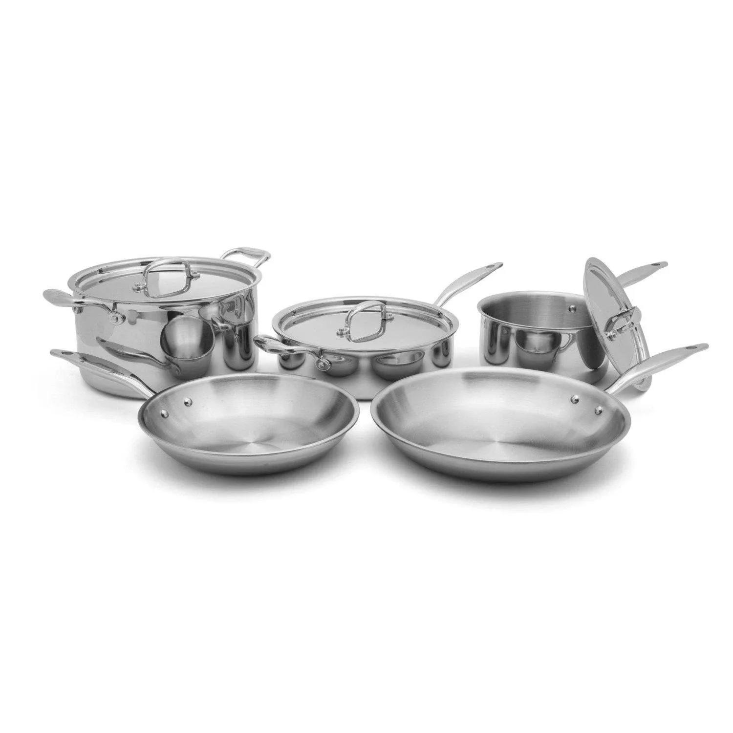 Heritage Steel 5 Piece Essentials Cookware Set | Made in USA | Titanium Series 316Ti Stainless Steel with 5-Ply Construction | Induction-Ready and Fully Clad