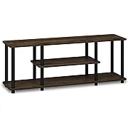 Furinno Turn-N-Tube No Tools 3D 3-Tier Entertainment TV Stand up to 50 inch TV, Round Tubes, Columbia Walnut/Black