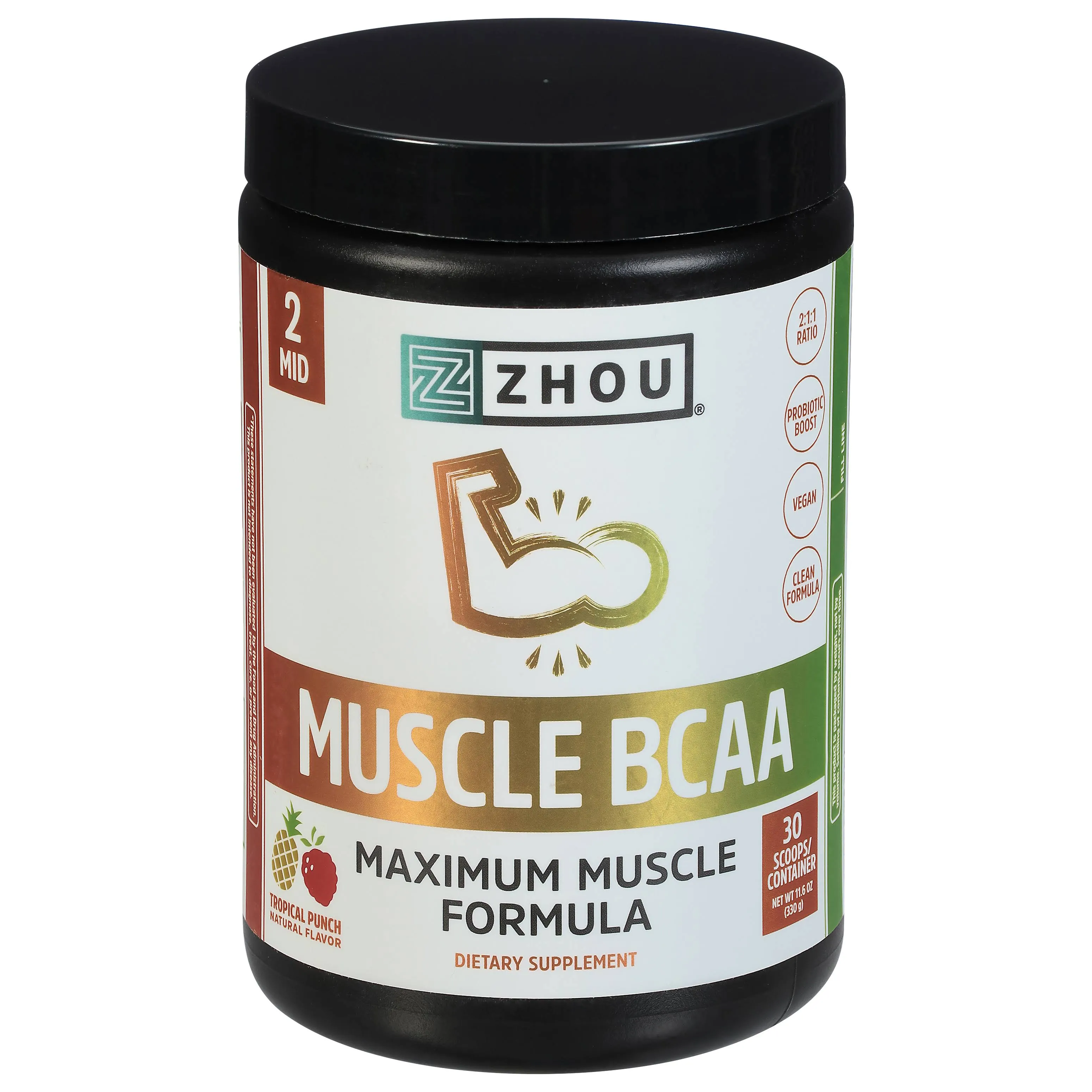 Zhou Muscle BCAA Powder - Tropical Punch - 30 Scoops