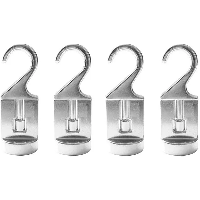 Cooks Standard Hooks, 4 Pack Aluminum Ceiling Hooks for Pot Rack, 30 lbs Max Load Heavy Duty Kitchen Hooks Hanger , Waterproof and Oilproof Moveable Hooks Organize for Kitchen-Silver