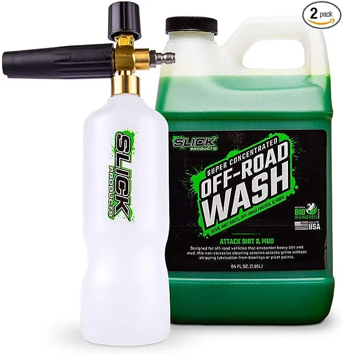 Slick Products Off-Road Wash (64 oz.) + Pressure Washer Foam Cannon Bundle - ...